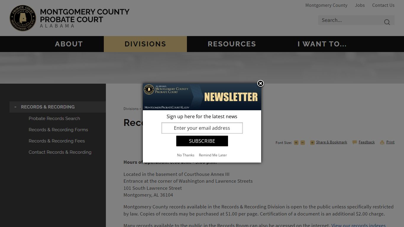 Records & Recording | Montgomery County Probate Court