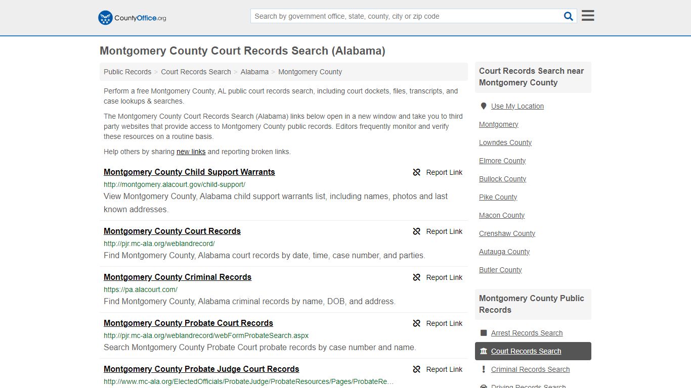 Montgomery County Court Records Search (Alabama) - County Office